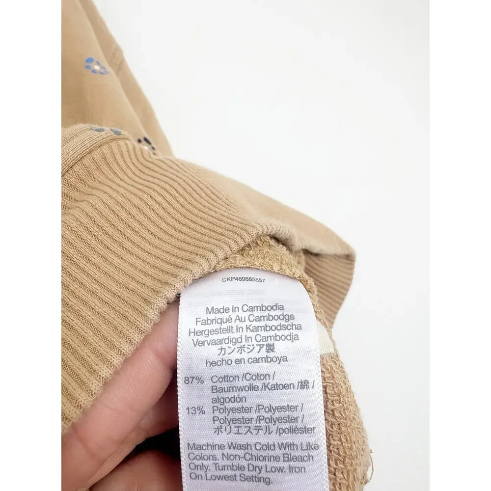Madewell Terry Sweatshirt in Dot Daisy Size 2X Tan Sloucy Oversized Boho Lounge